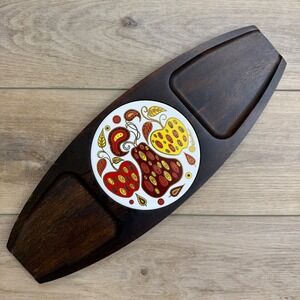 Fred Press Wood Serving Tray Cheese‎ Board Apple Pear Retro Mid Century MCM